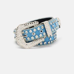 Studded Blue Belt with Silver Buckle 🩶🩵
